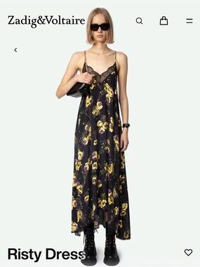 Zadig & Voltaire Black Floral Slip Risty Dress